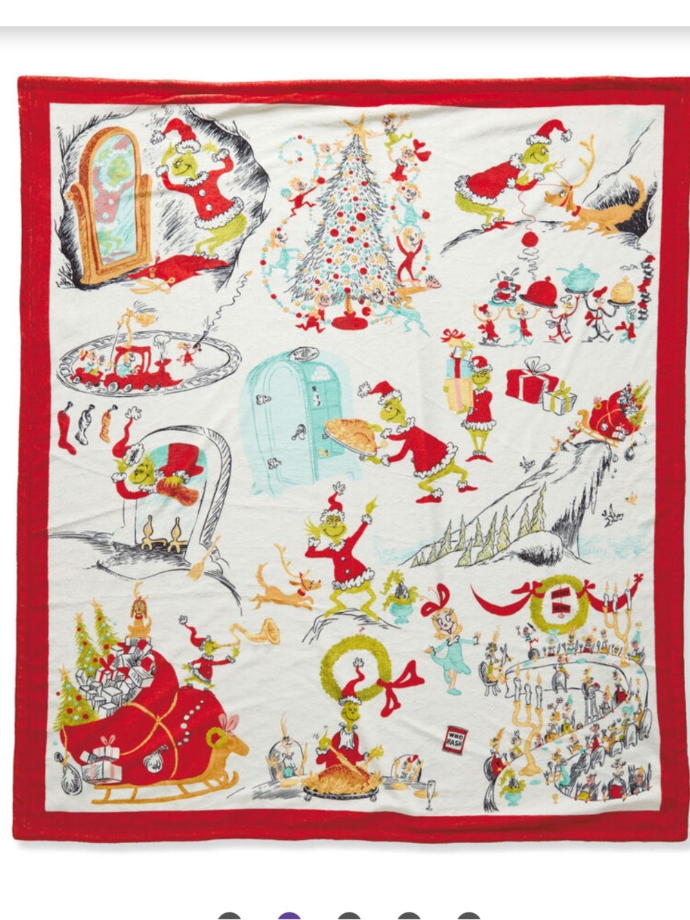 New Dr. Seuss's How the Grinch Stole Christmas!Storybook Scenes Throw Blanket
